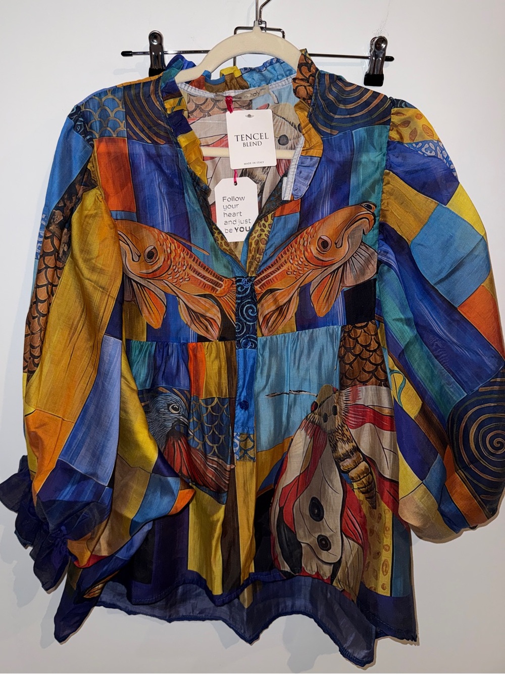 Yolly Women’s Made in Italy Colorblock Tencel Blend Blouse